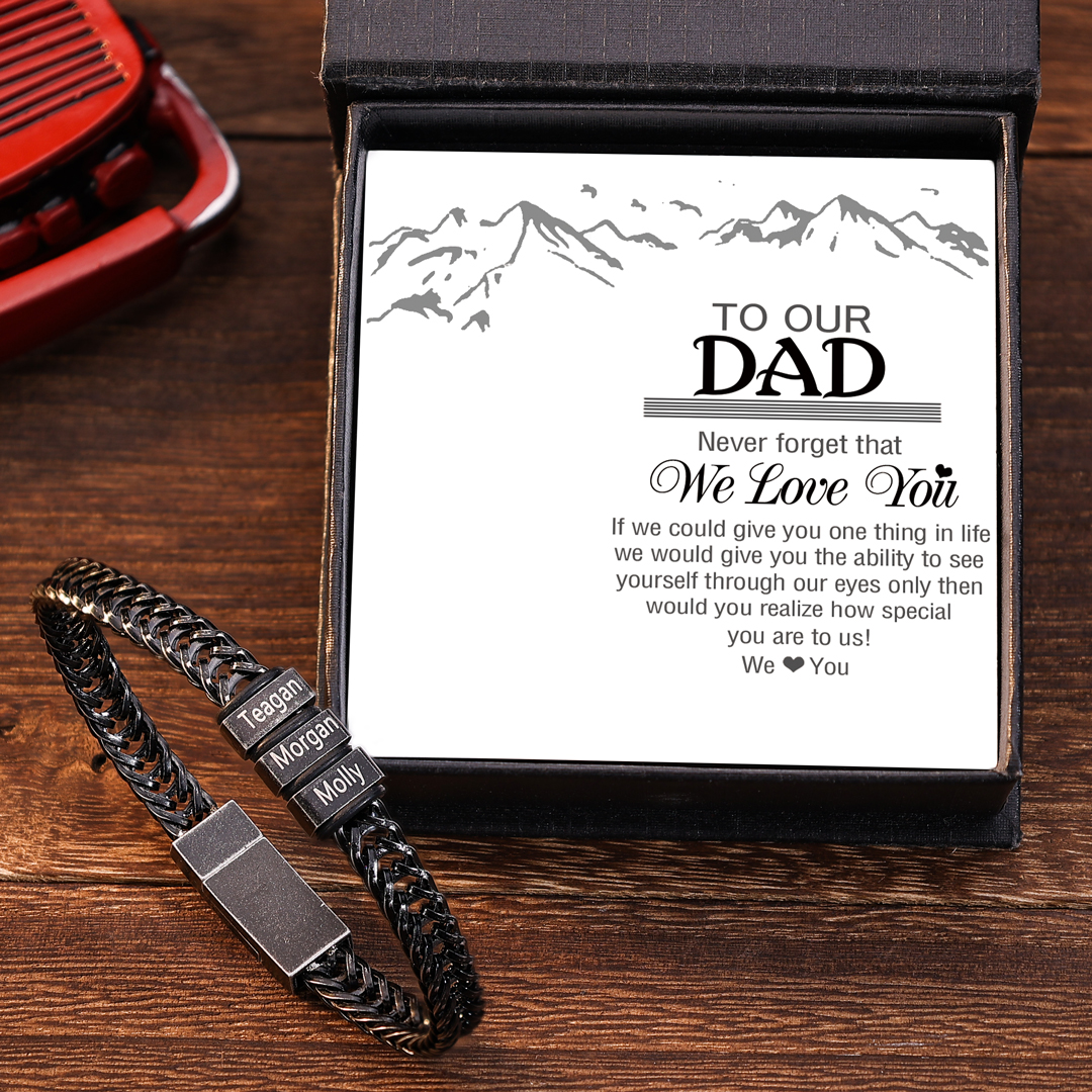 3 Names - Men's Vintage Bracelet Customised Name Stainless Steel Bracelet Personalised Gift for Dad-Jessemade AU