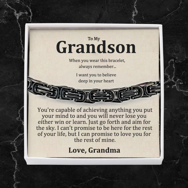To My Grandson I'll always carry you in my heart Cuban Link Bracelet Stainless Steel Bracelet Warm Gift-Jessemade AU