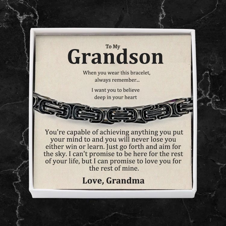 To My Grandson I'll always carry you in my heart Cuban Link Bracelet Stainless Steel Bracelet Warm Gift-Jessemade AU