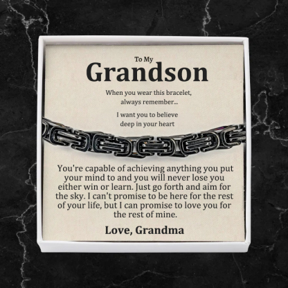 To My Grandson I'll always carry you in my heart Cuban Link Bracelet Stainless Steel Bracelet Warm Gift-Jessemade AU