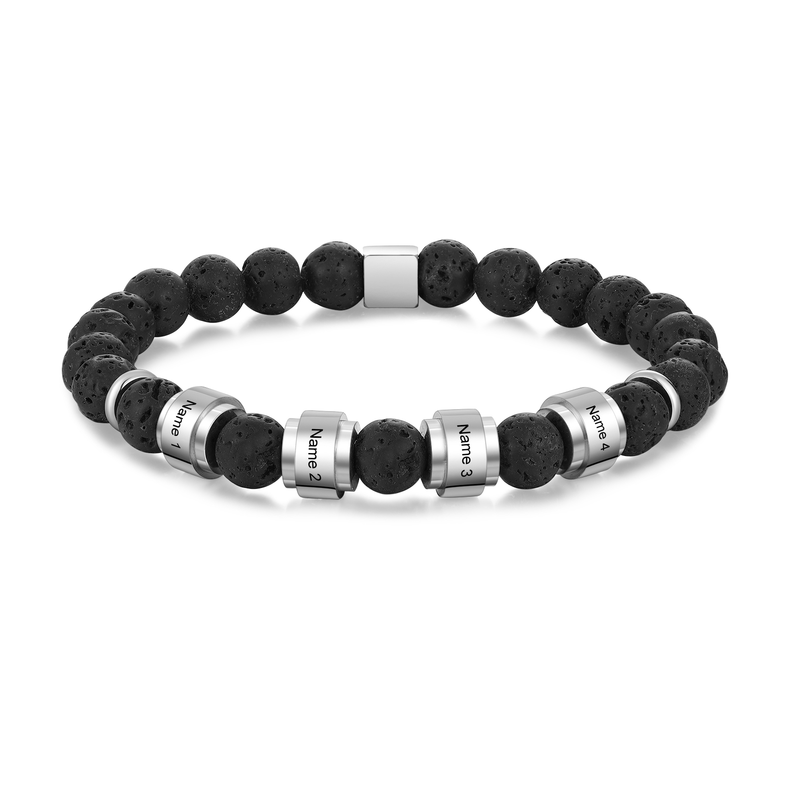 Personalised Lava Rock Bracelet with 4 Names Men's Bracelet Gifts For Him-Jessemade AU
