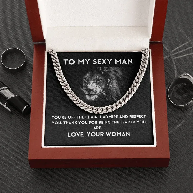 To My Sexy Man-Cuban Link Chain Necklace Gift Set "I Admire And Respect You"-Jessemade AU