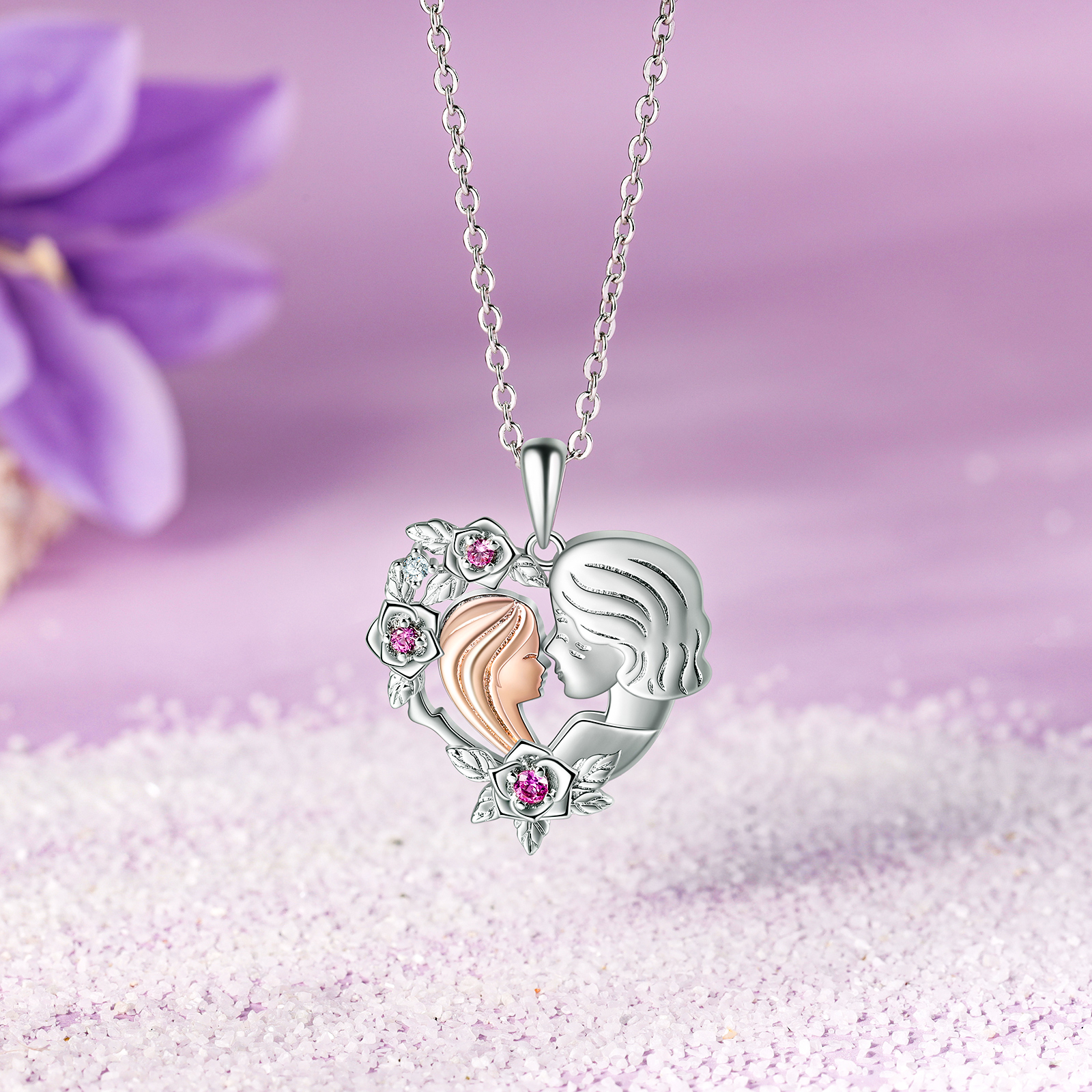 Grandmother and Granddaughter Flower Heart Necklaces Special Bond Necklaces Gift For Her-Jessemade AU