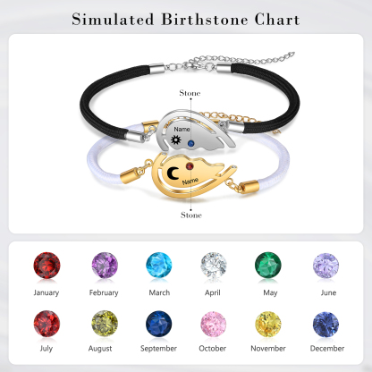 Personalised Matching Couple Bracelet Custom Names Sun And Moon Heart Bracelet Valentine's Day Gifts For Her or Him-Jessemade AU
