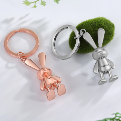 Personalised Rabbit Keychain Engrave Name Matching Key Ring Creative Couple Gift-Jessemade AU