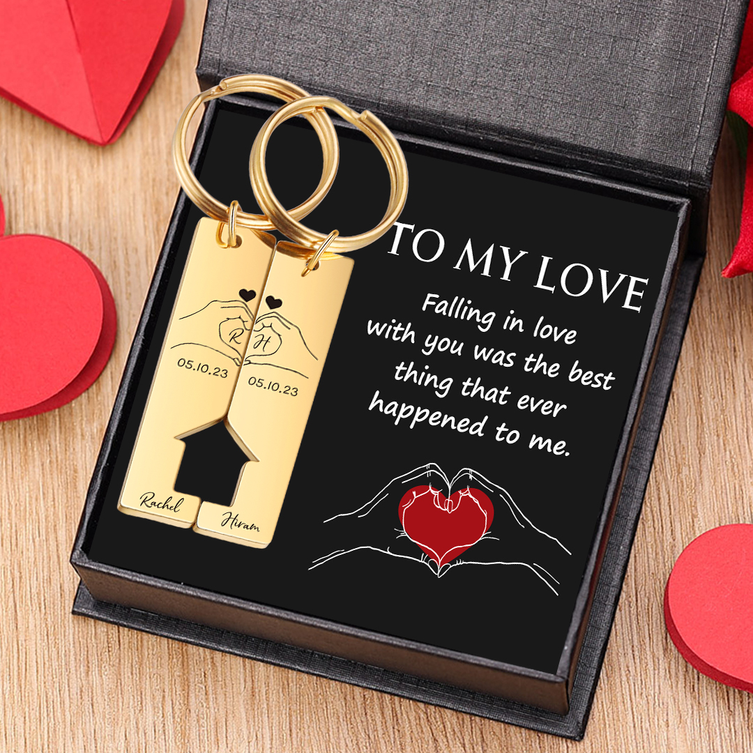 To My Man/Woman Keyring Custom 2 Letters & 2 Dates & 2 Names Couple Keychain Valentine's Day Gift for Couples-Jessemade AU