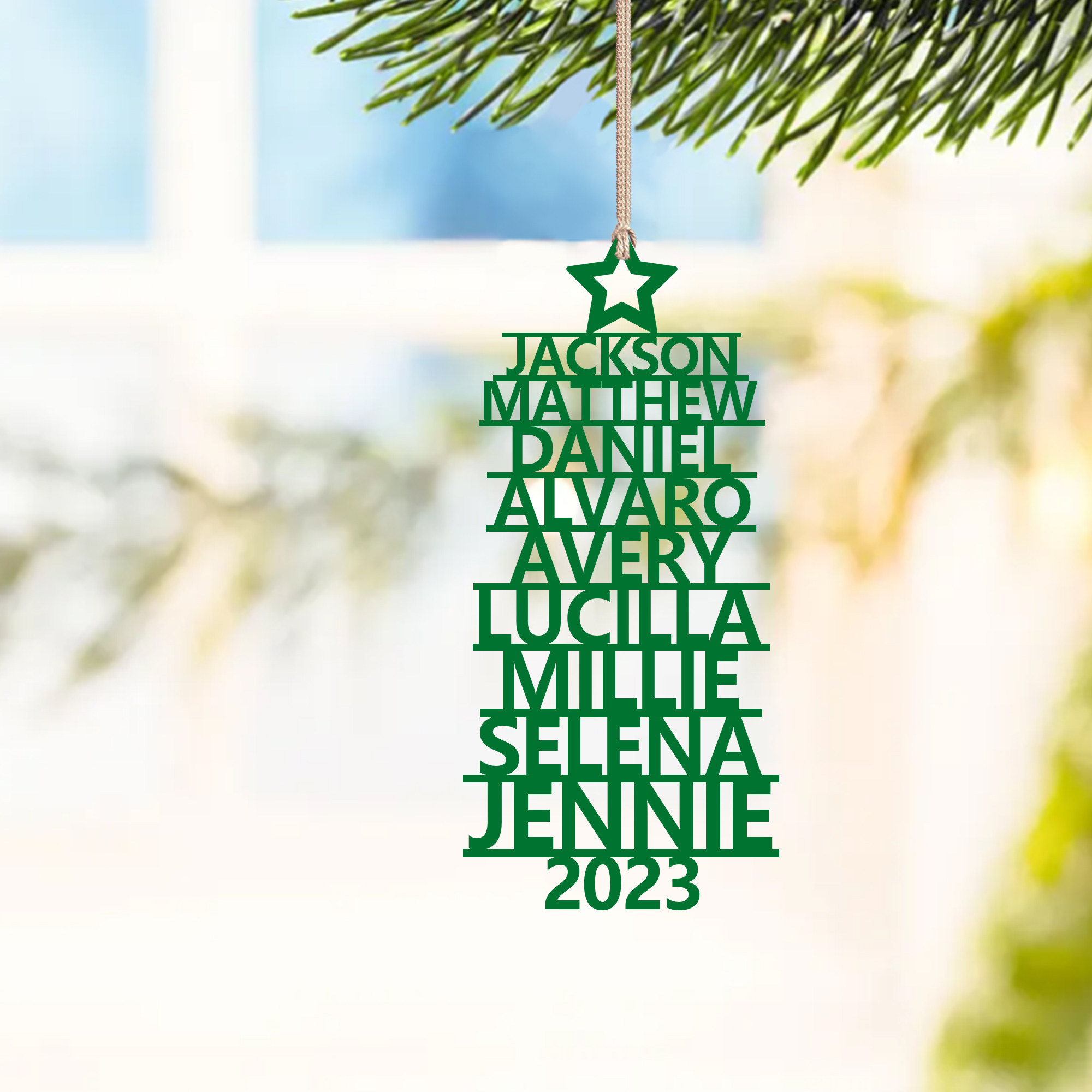 9 Names - Personalised Christmas Tree Ornaments Customised Name Xmas Wooden Decor Gifts for Family Friends-Jessemade AU