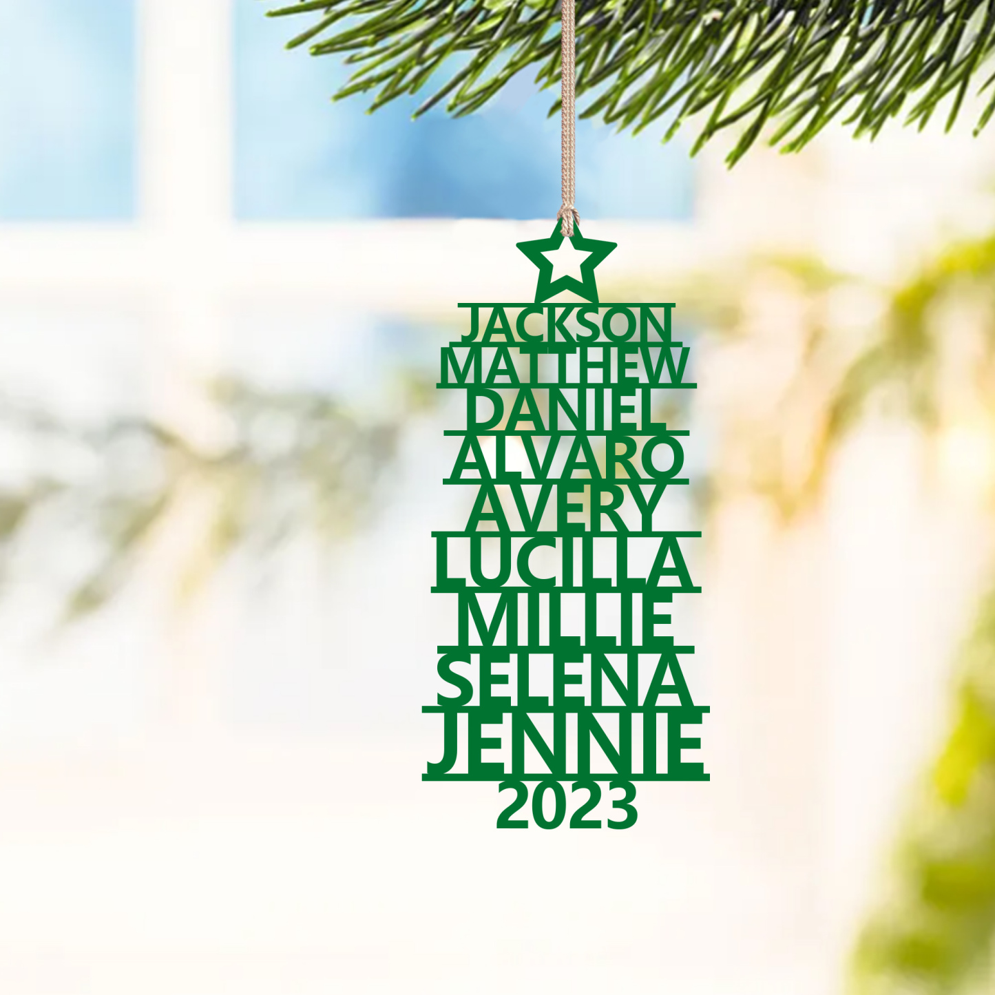 9 Names - Personalised Christmas Tree Ornaments Customised Name Xmas Wooden Decor Gifts for Family Friends-Jessemade AU