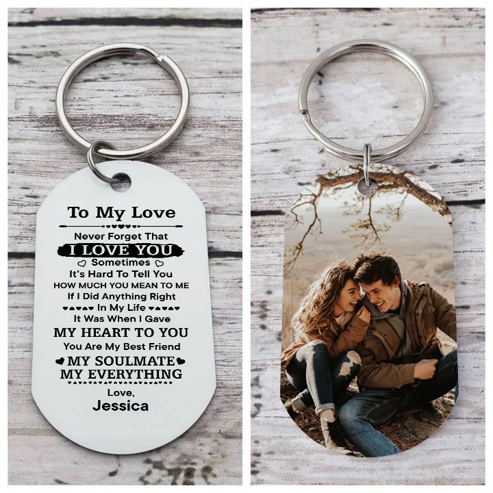To My Love Keyring Custom Photo & Name Couple Keychain Stainless Steel Keychain Valentine's Day Gift for Couples-Jessemade AU