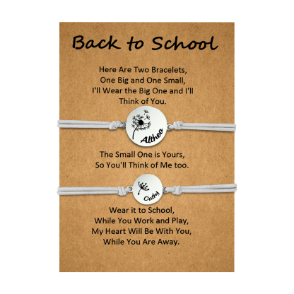 2 Pcs Dandelion Bracelet Set Custom 2 Names Adjustable Bracelets Back to School Gifts for Daughter-Jessemade AU