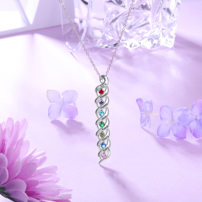 Customised Necklace Cascading Pendant with 8 Birthstones Engraving 8 Names Gifts for Her-Jessemade AU