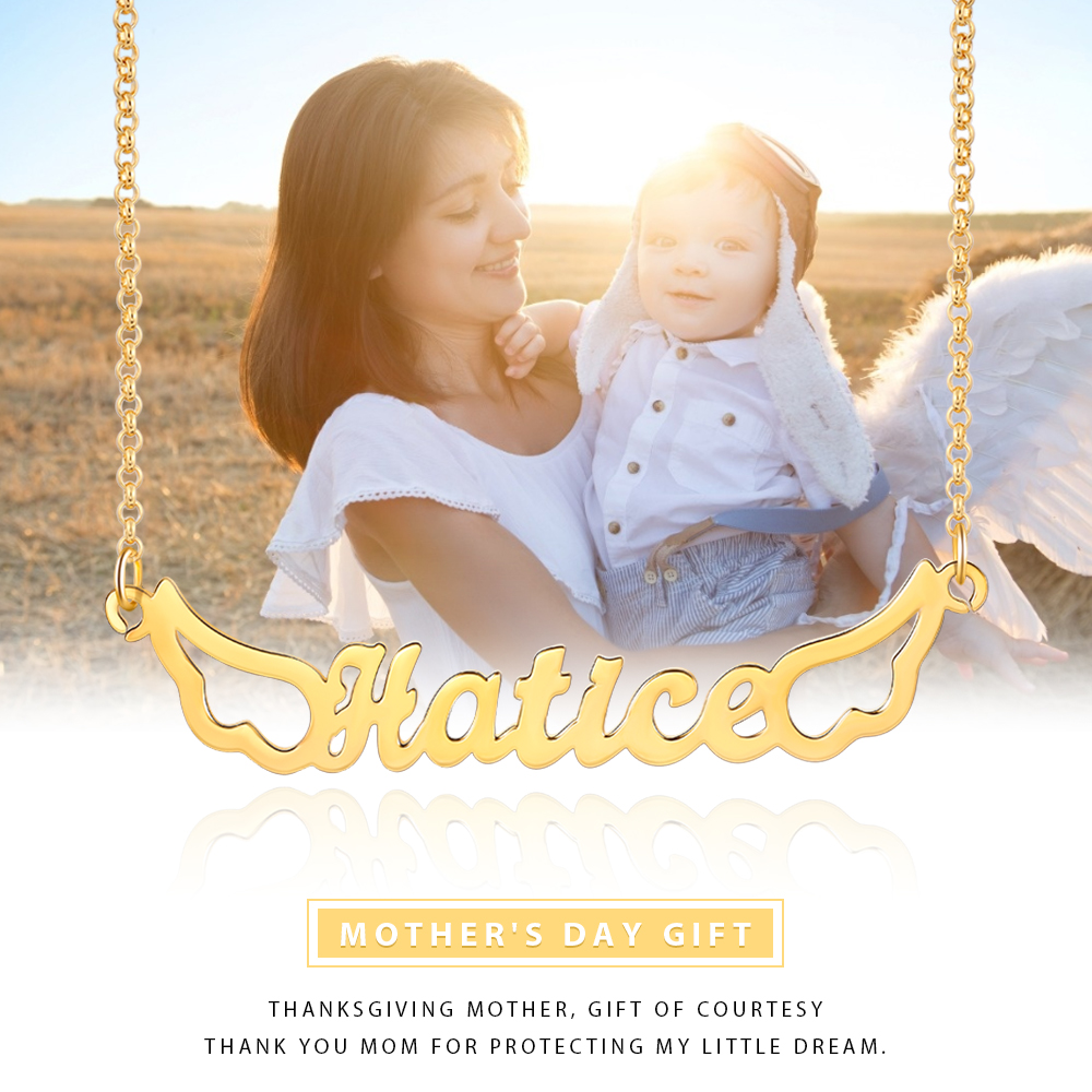 Personalised Wings Necklace Custom 1 Name Necklace Gift For Women-Jessemade AU