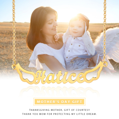 Personalised Wings Necklace Custom 1 Name Necklace Gift For Women-Jessemade AU
