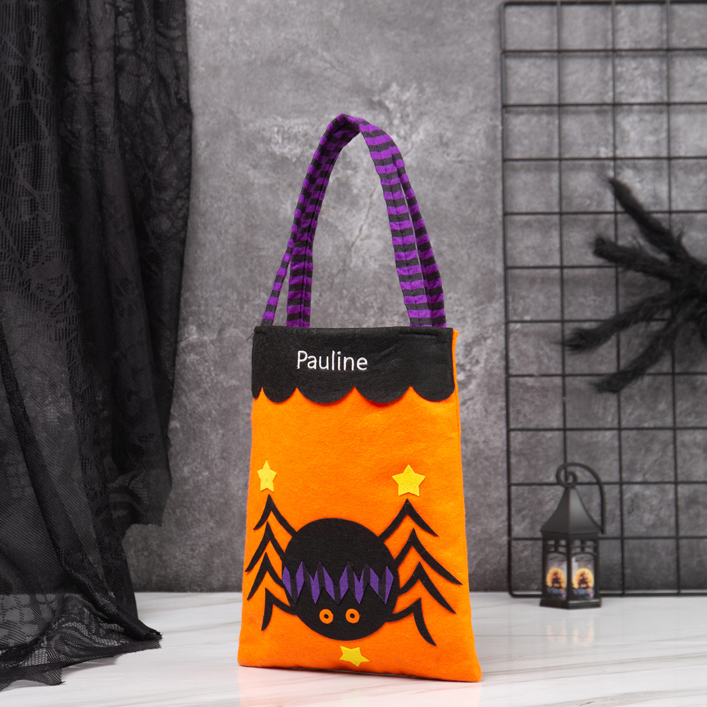 Personalised Halloween Tote Bags Custom 1 Name Tote Bag Halloween Candy Bag for Kids-Jessemade AU