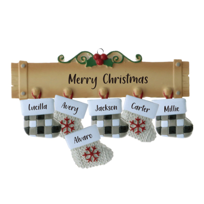 6 Names - Personalised Christmas Stockings Ornaments Customised Name & Text Christmas Decor Wooden Gifts for Family Friends-Jessemade AU