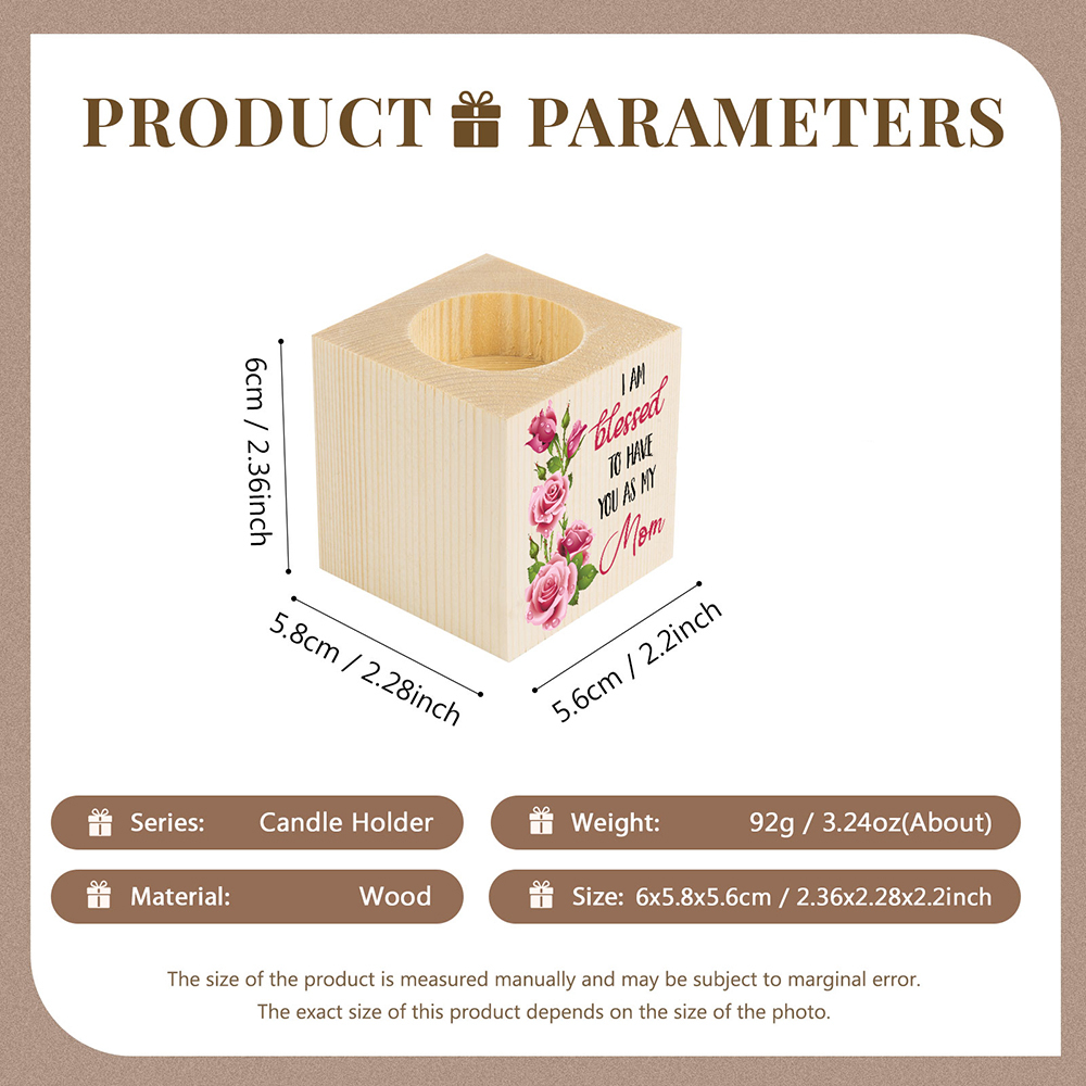 Block Candle Holder I Am Blessed To Have You As My Mom Wooden Candlesticks-Jessemade AU