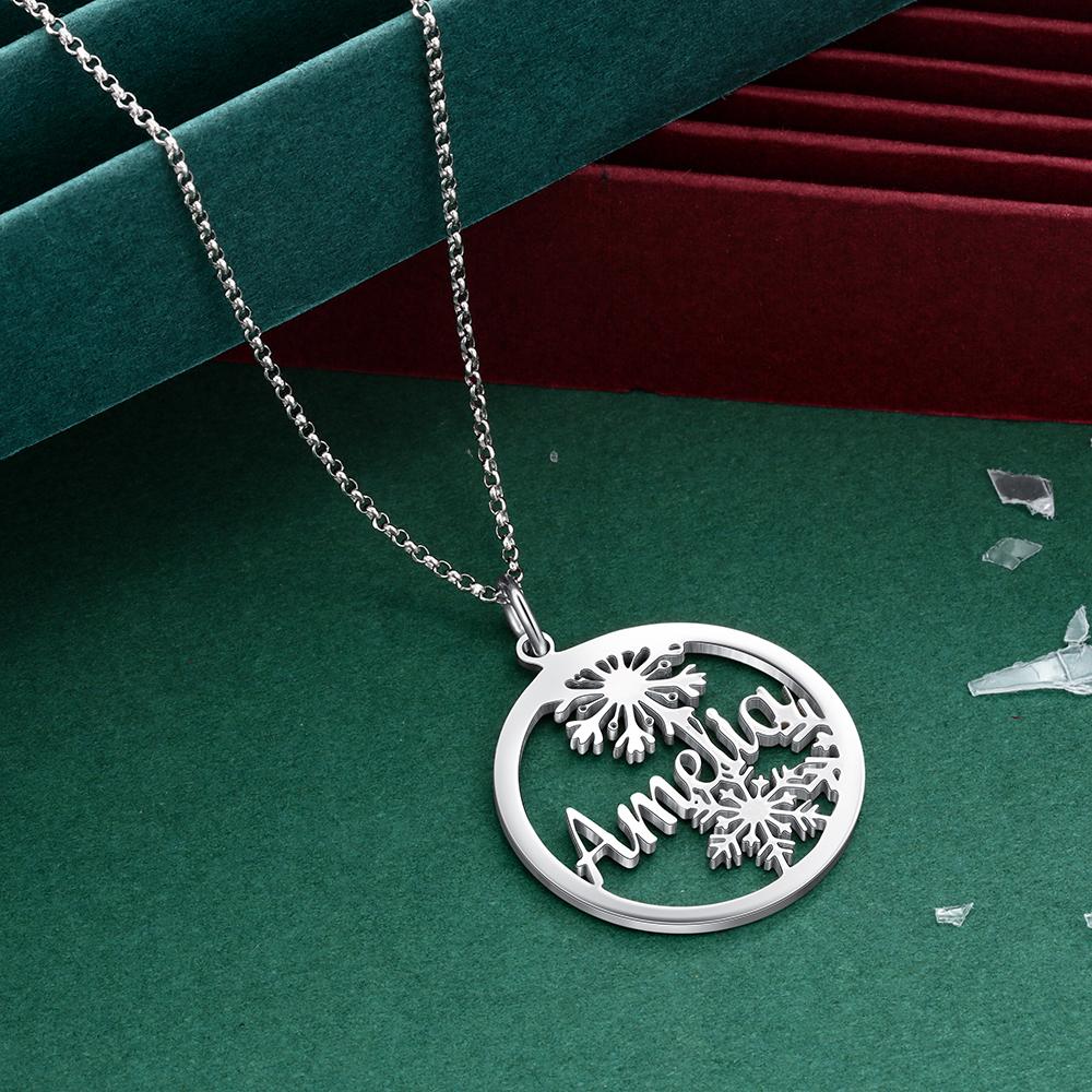 Personalised Snowflake Necklace Custom 1 Name Necklace Gift For Women-Jessemade AU