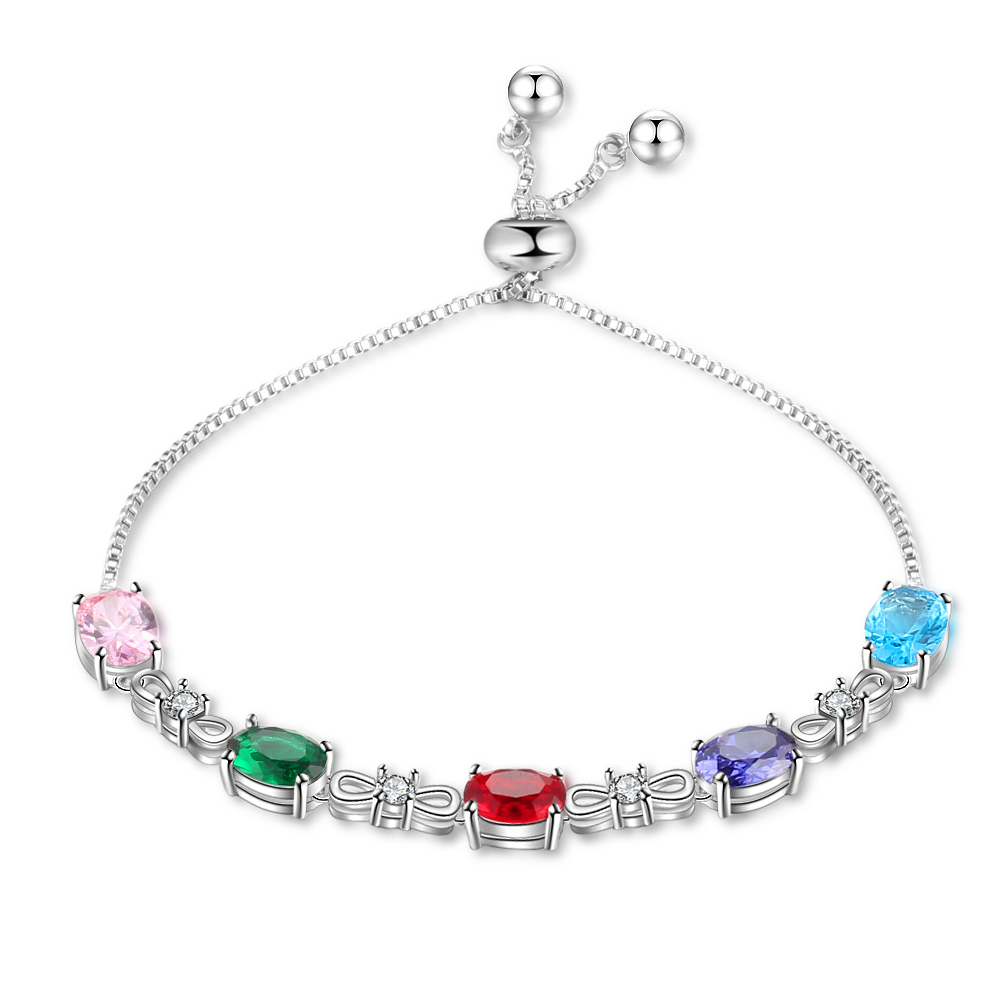 Personalised Bracelet With 5 Birthstones Gift For Her-Jessemade AU