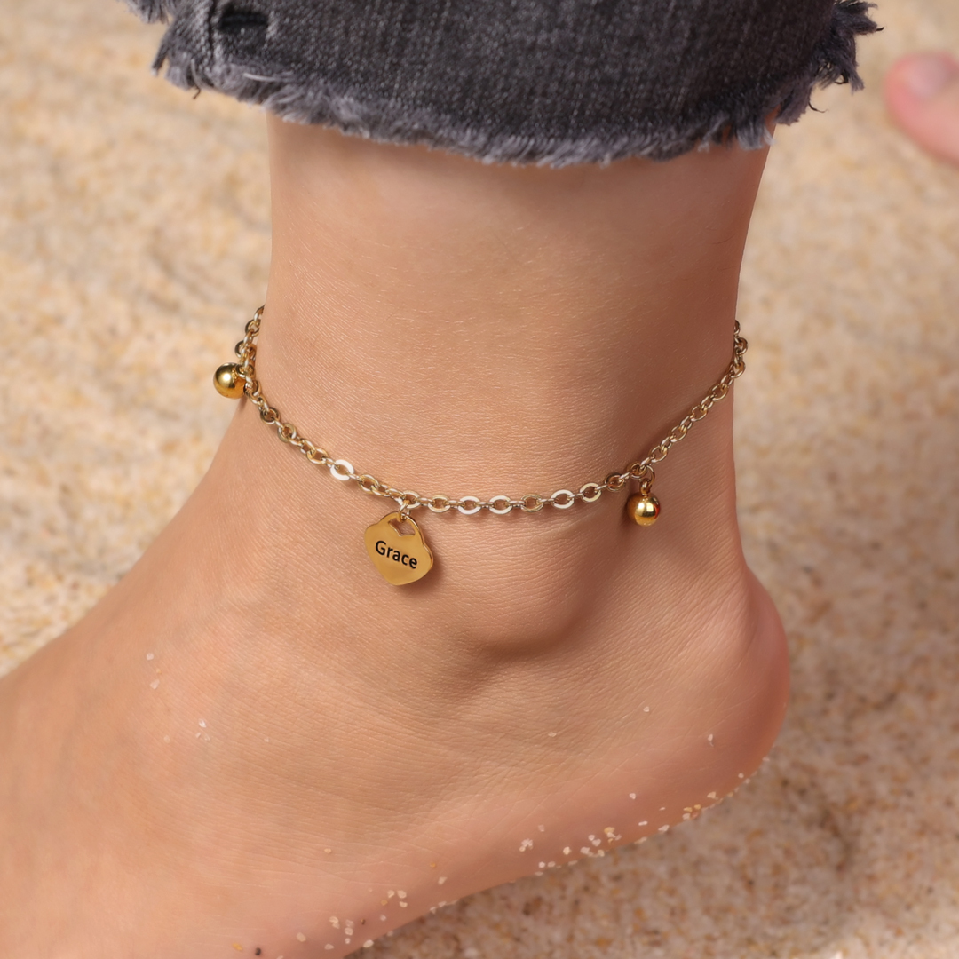 Personalised Heart Anklet With 3 Names For Her-Jessemade AU