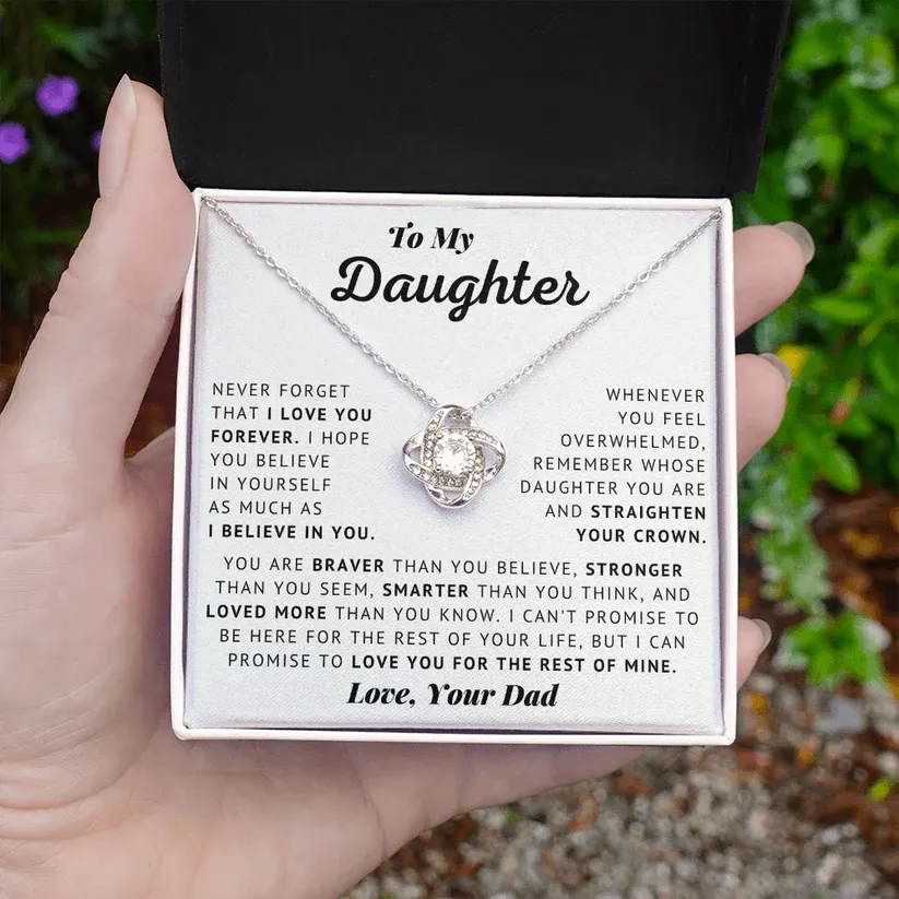 To My Daughter S925 Love Knot Necklace "Believe In Yourself" Warm Gifts From Dad-Jessemade AU