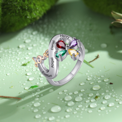 Personalised Butterfly Ring Custom 4 Birthstones Love Ring Gifts For Her-Jessemade AU