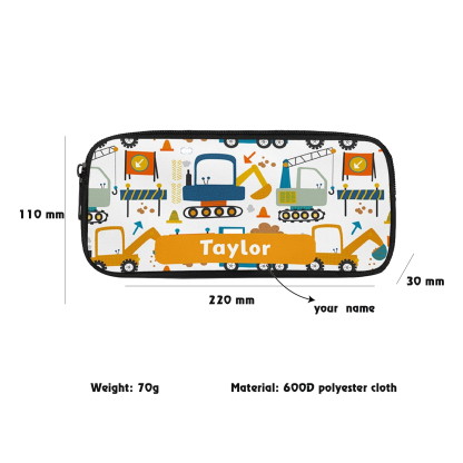 Custom Name Pen Case Personalised  Excavators Pen Bag Back to School Gifts for Students-Jessemade AU