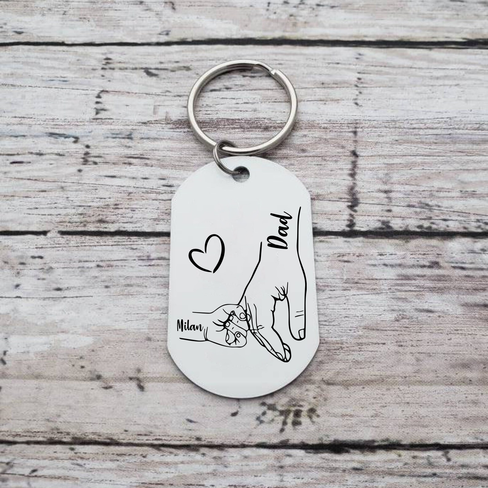 1 Name - Personalised Name Keychain Holding Hands Keychain Father's Day Gifts For Dad-Jessemade AU