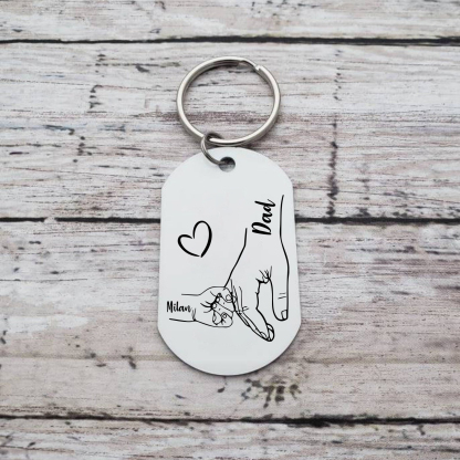 1 Name - Personalised Name Keychain Holding Hands Keychain Father's Day Gifts For Dad-Jessemade AU