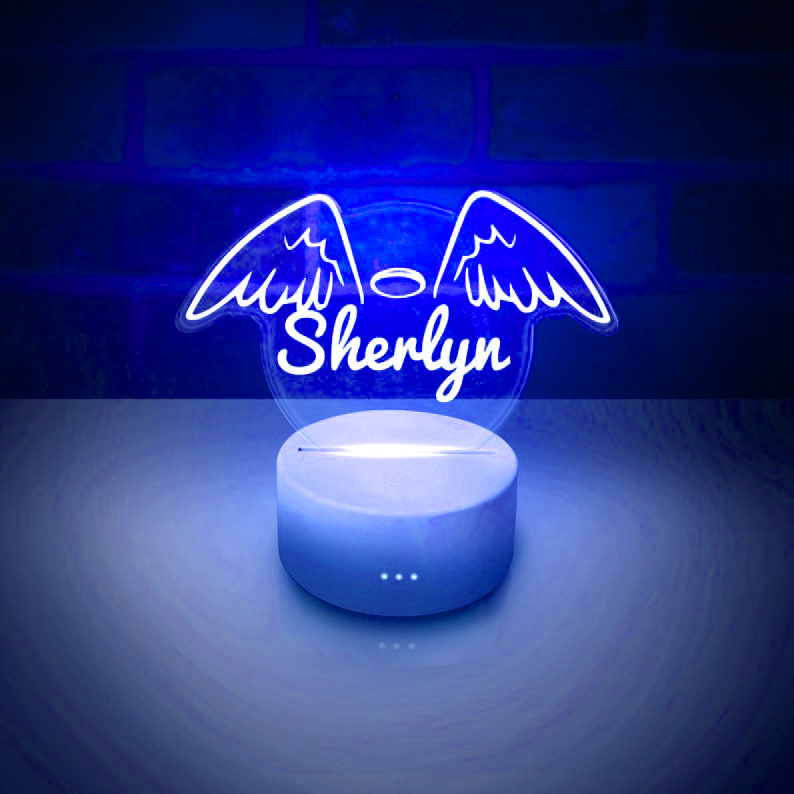 Personalised 7 Colours Changing Night Light Custom Name Wings LED Lamp Gifts For Kids-Jessemade AU