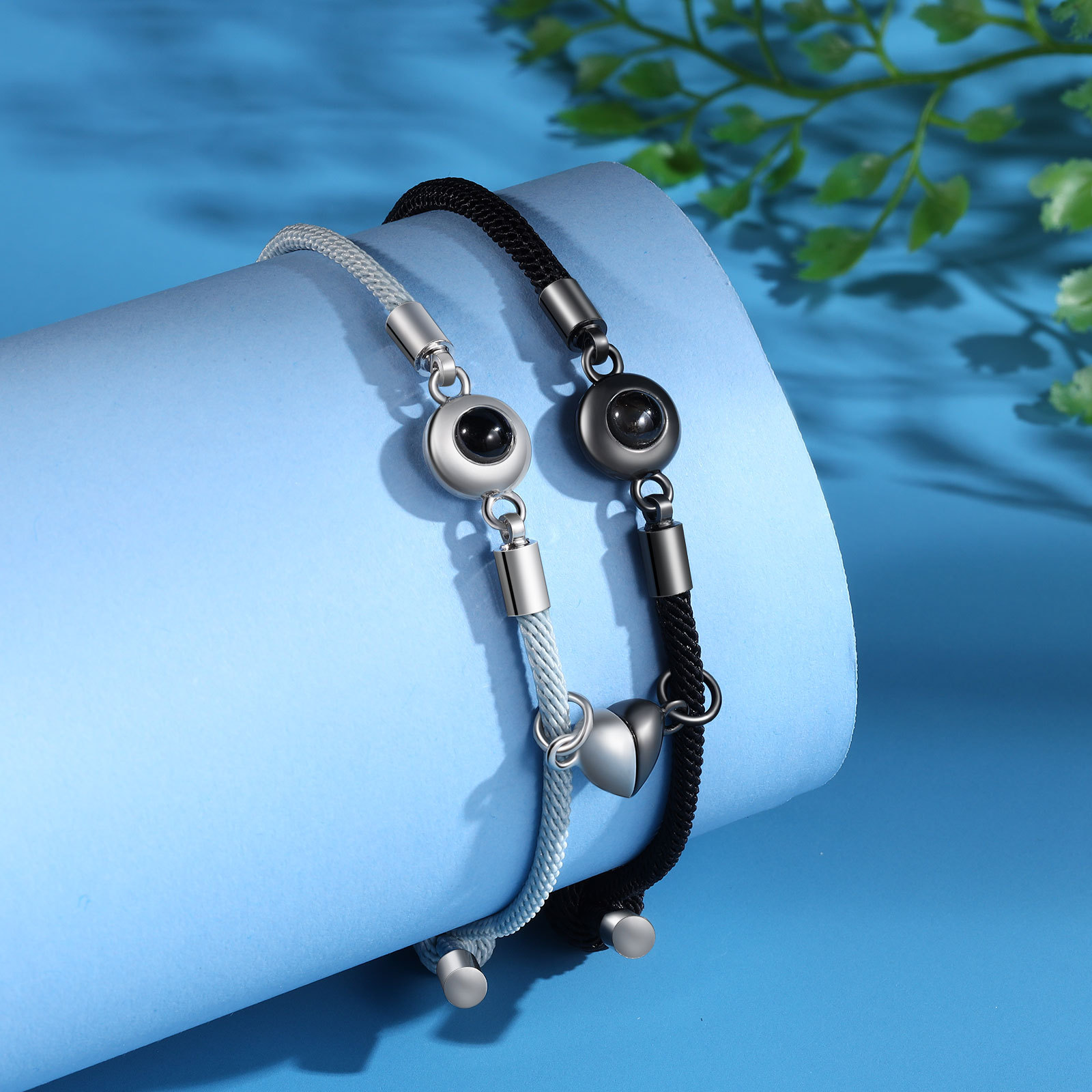 2 PCS Personalised Couple Projection Bracelet Customised 1 Photo Bracelet Adjustable Bracelet Romantic Gift For Her/Him-Jessemade AU