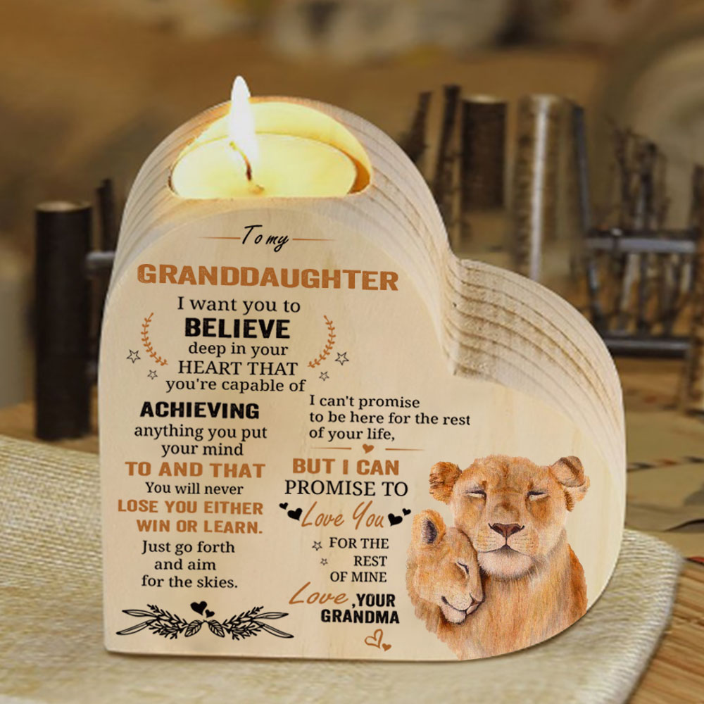 To My Granddaughter Wooden Heart Candle Holder "love you for the rest of mine"-Jessemade AU