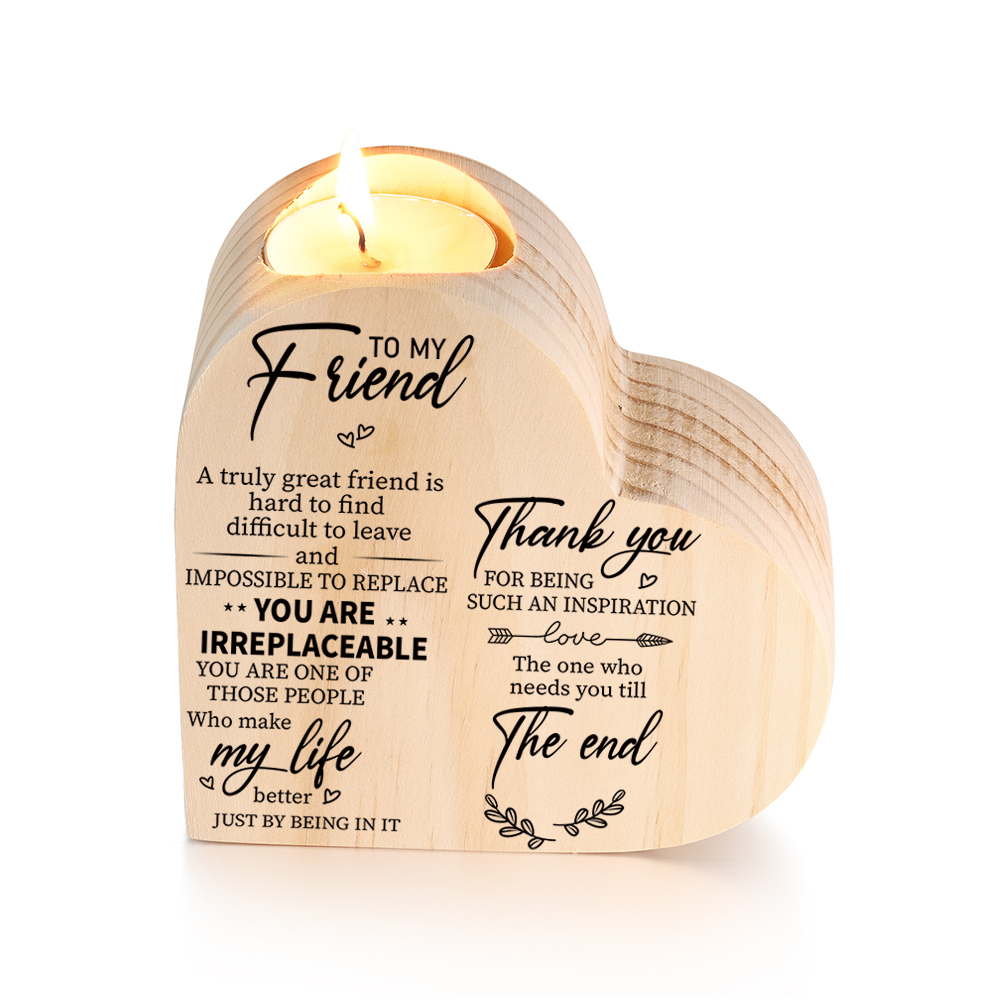 To My Friend Wooden Heart Candle Holder "Thank you for being such an inspiration"-Jessemade AU