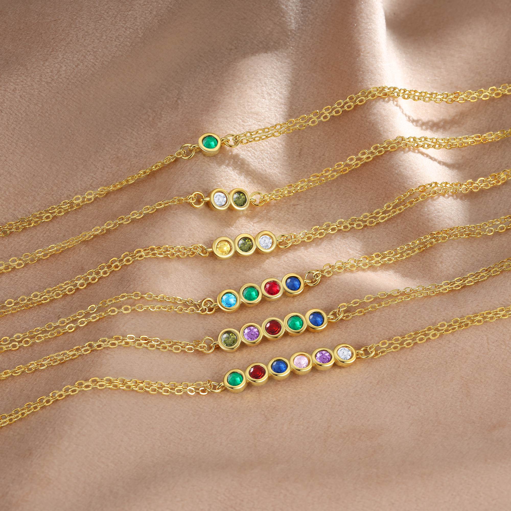 Personalised Bracelet Custom 5 Birthstones Adjustable Bracelet Gifts for Ladies Girls-Jessemade AU