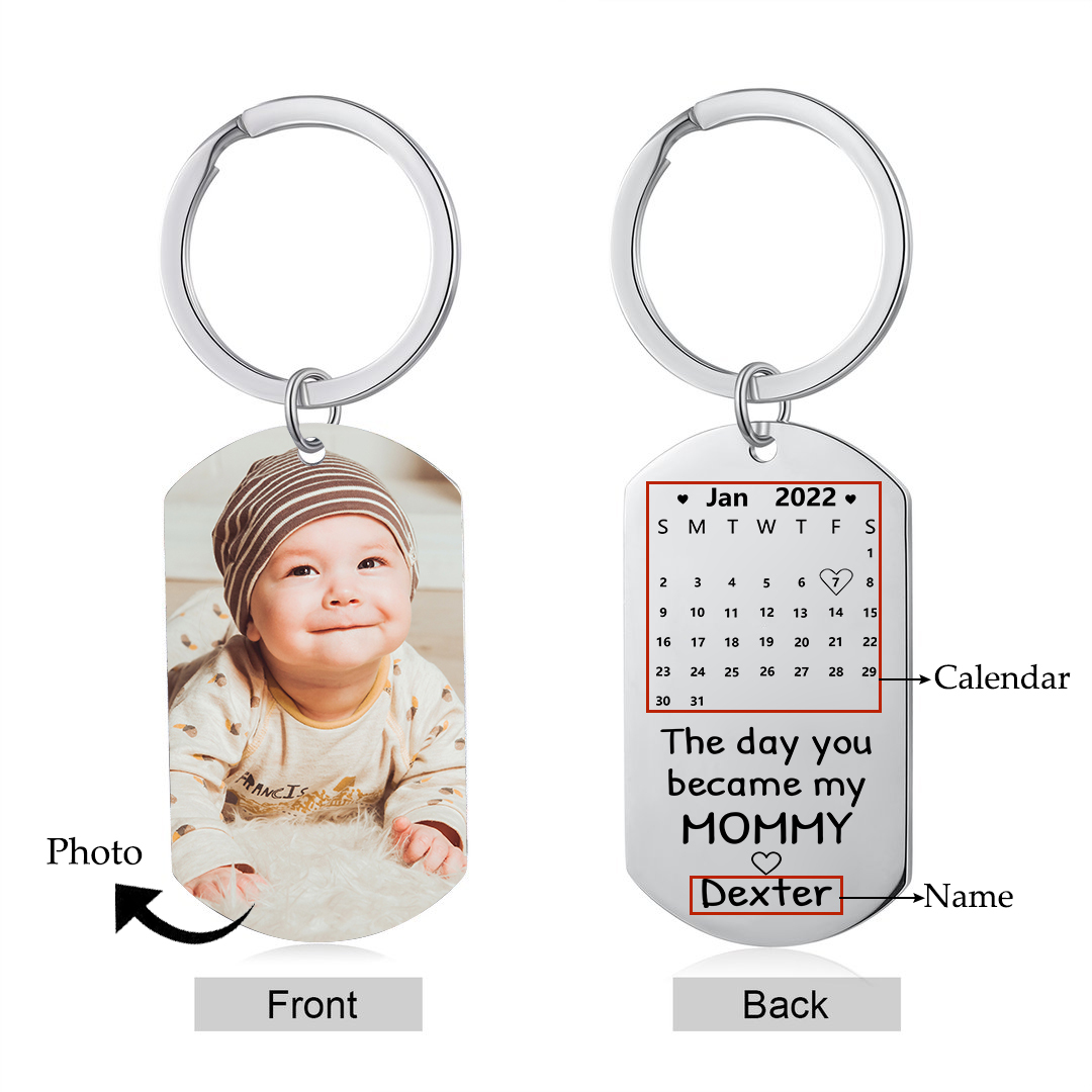 Personalised Calendar Keychain Custom Photo & Name Keychain Gifts For Daddy/Mommy/Mummy-Jessemade AU