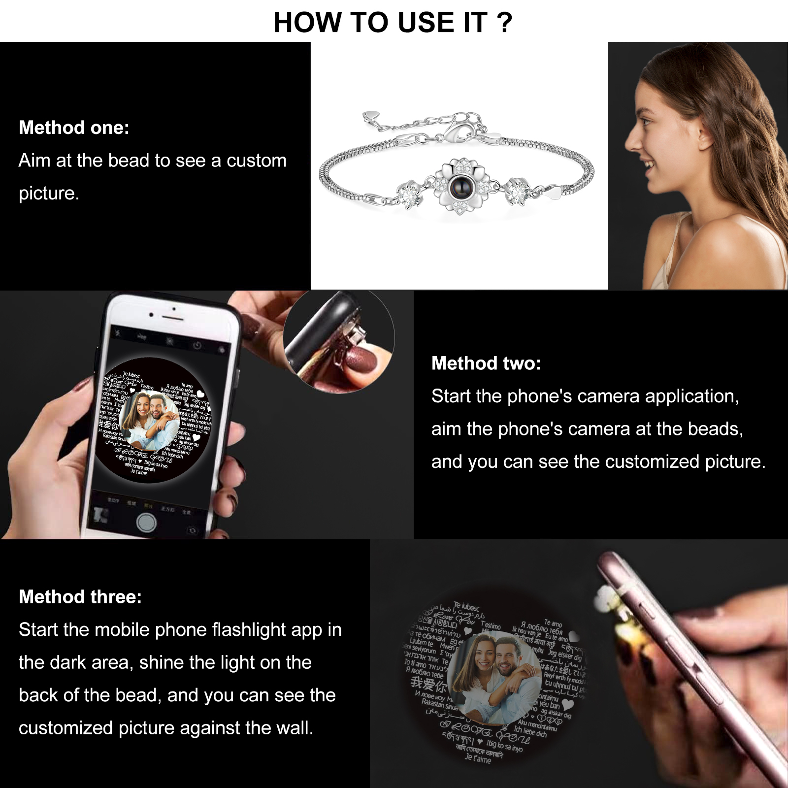 Personalised Projection Bracelet Customised Photo Bracelet Adjustable Bracelet Creative Gift for Her-Jessemade AU