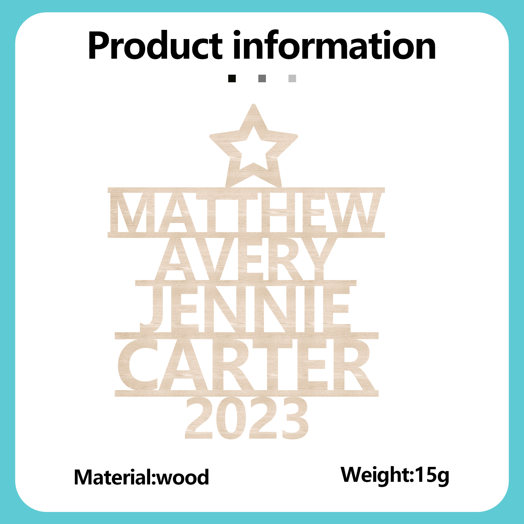 4 Names - Personalised Christmas Tree Ornaments Customised Name Xmas Wooden Decor Gifts for Family Friends-Jessemade AU