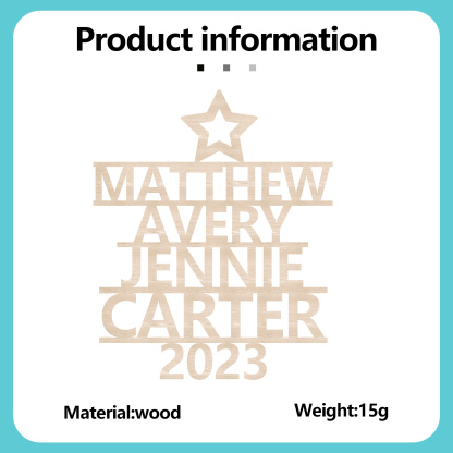 4 Names - Personalised Christmas Tree Ornaments Customised Name Xmas Wooden Decor Gifts for Family Friends-Jessemade AU