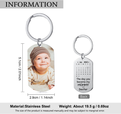 Personalised Calendar Keychain Custom Photo & Name Keychain Gifts For Daddy/Mommy/Mummy-Jessemade AU