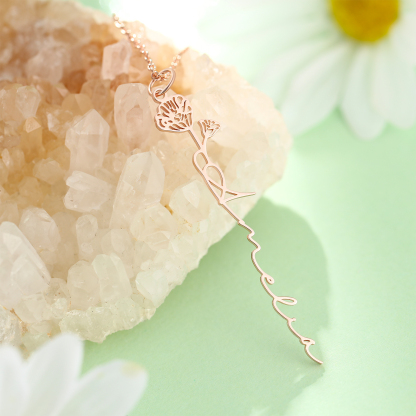 Personalised Birth Flower Name Necklace Classic Name Necklace for Her-Jessemade AU