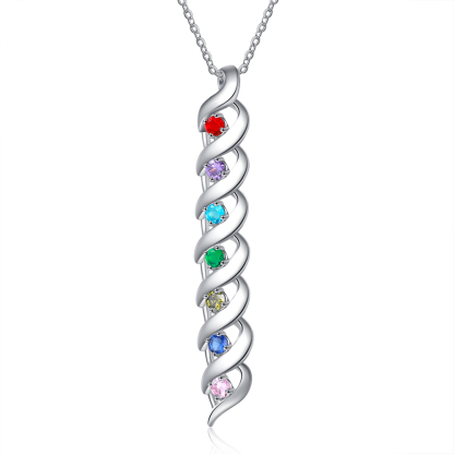 Personalised Necklace Cascading Pendant with 7 Birthstones Engraving 7 Names Gifts for Her-Jessemade AU