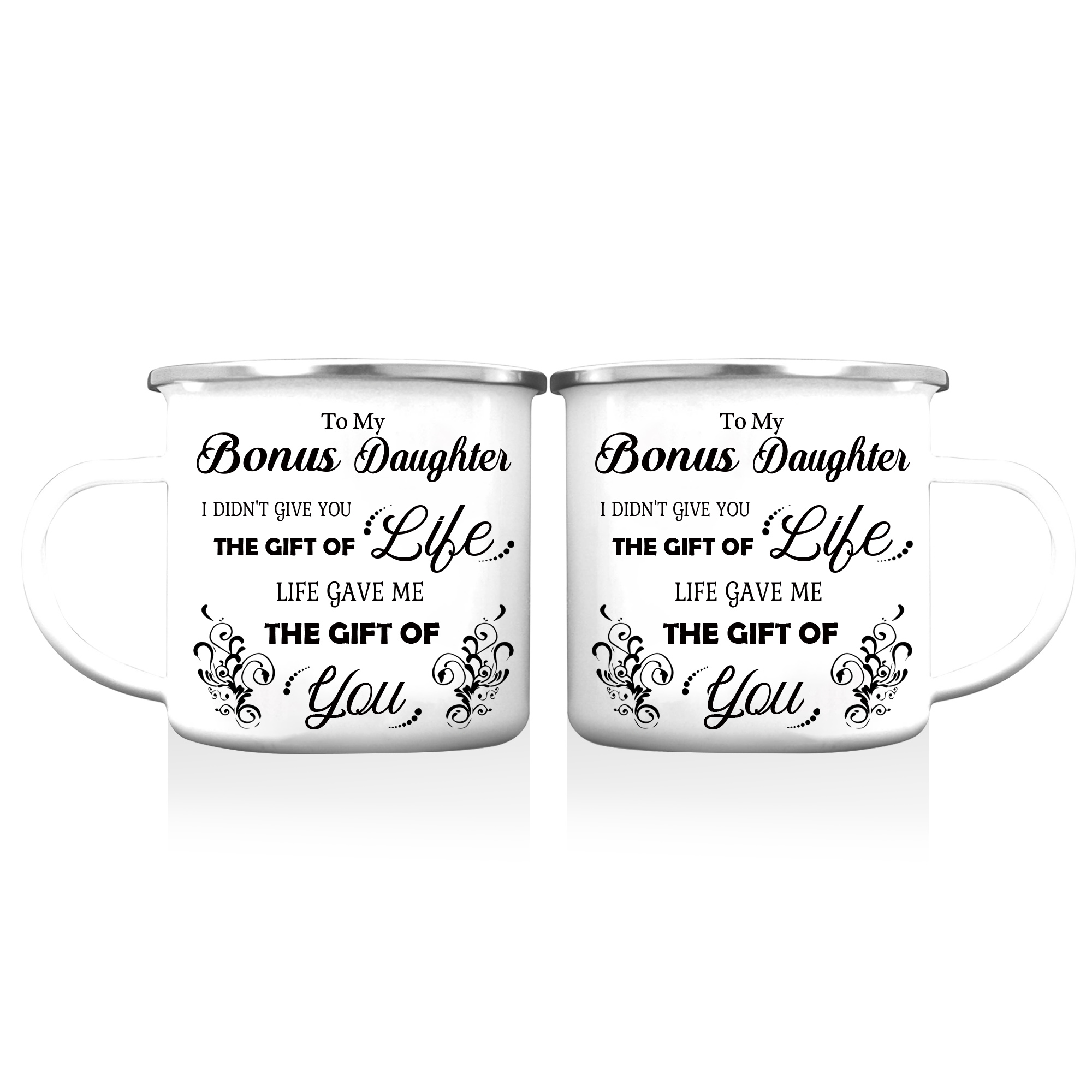 To My Bonus Daughter Mug Enamel Cup Gifts for Daughter - Life Gave Me The Gift Of You-Jessemade AU