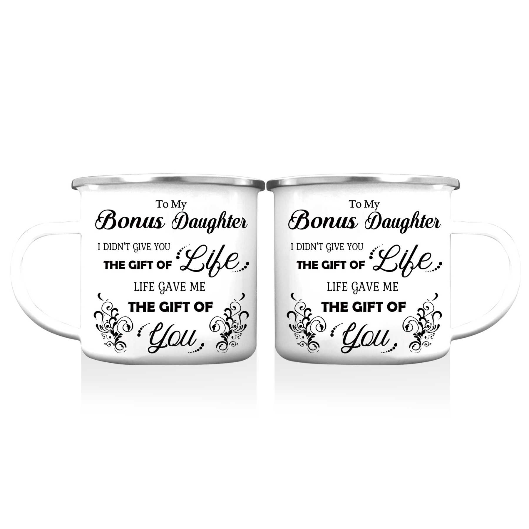 To My Bonus Daughter Mug Enamel Cup Gifts for Daughter - Life Gave Me The Gift Of You-Jessemade AU