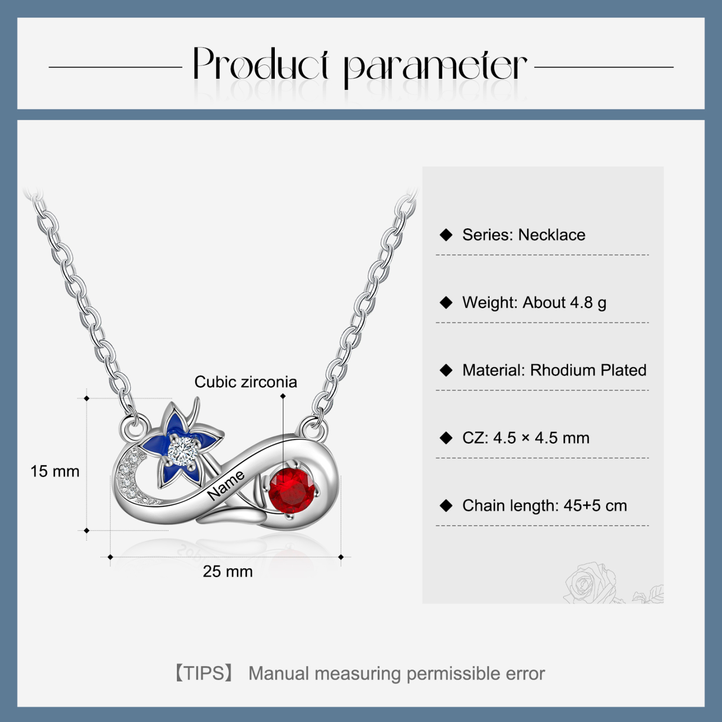 Personalised July Birthflower Necklace With Birthstone Gift For Women-Jessemade AU