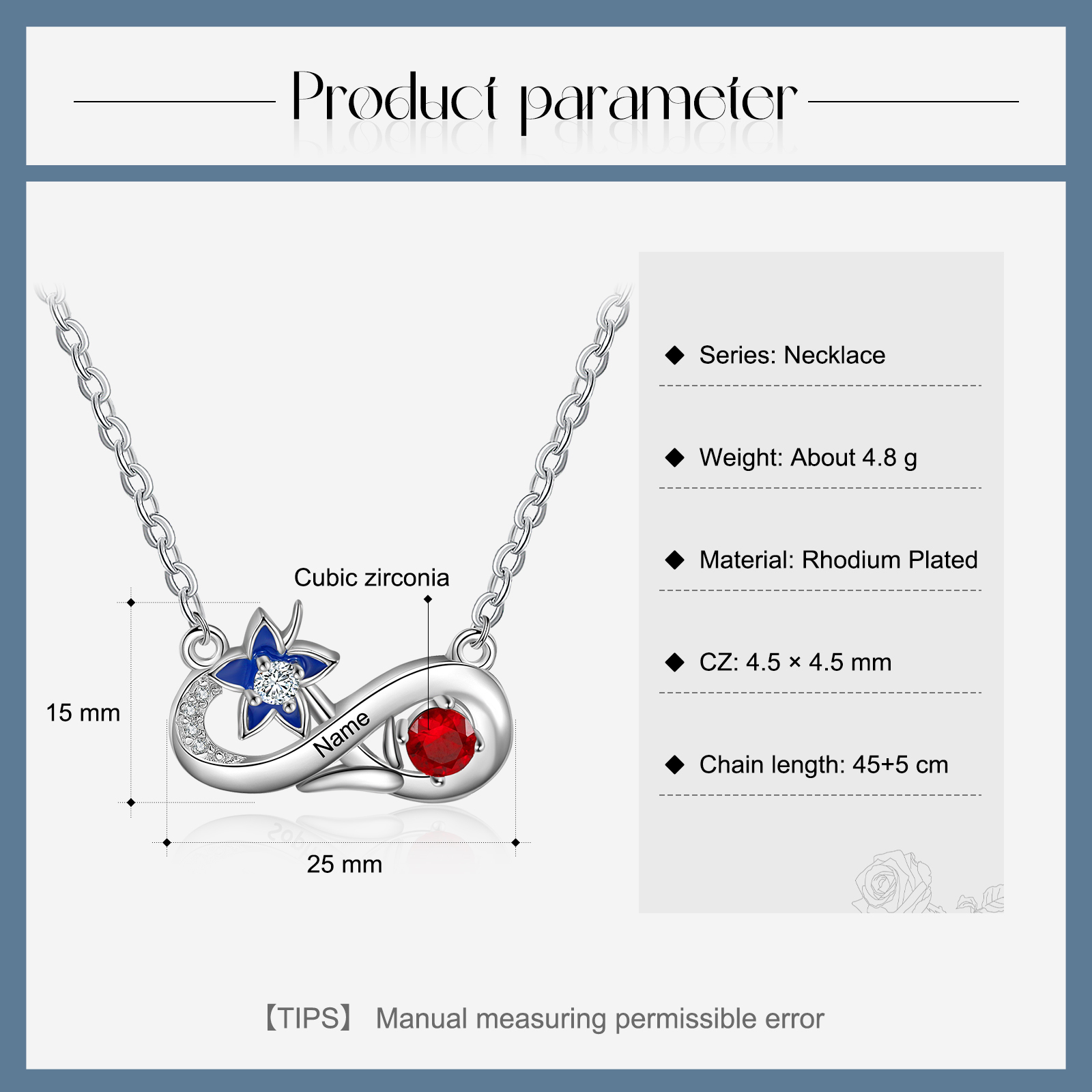 Personalised July Birthflower Necklace With Birthstone Gift For Women-Jessemade AU