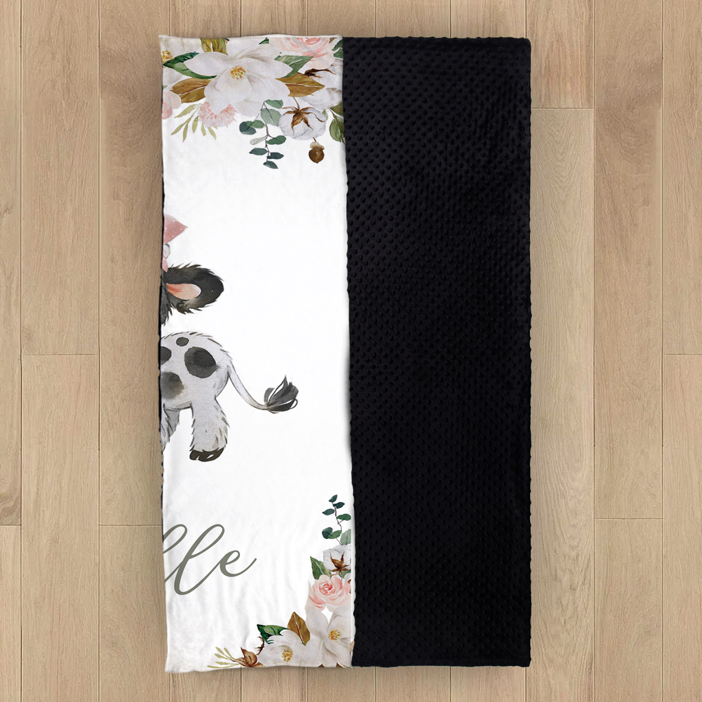 Personalised Dairy Cattle Blanket Custom Name Cute Cartoon Blanket-Jessemade AU