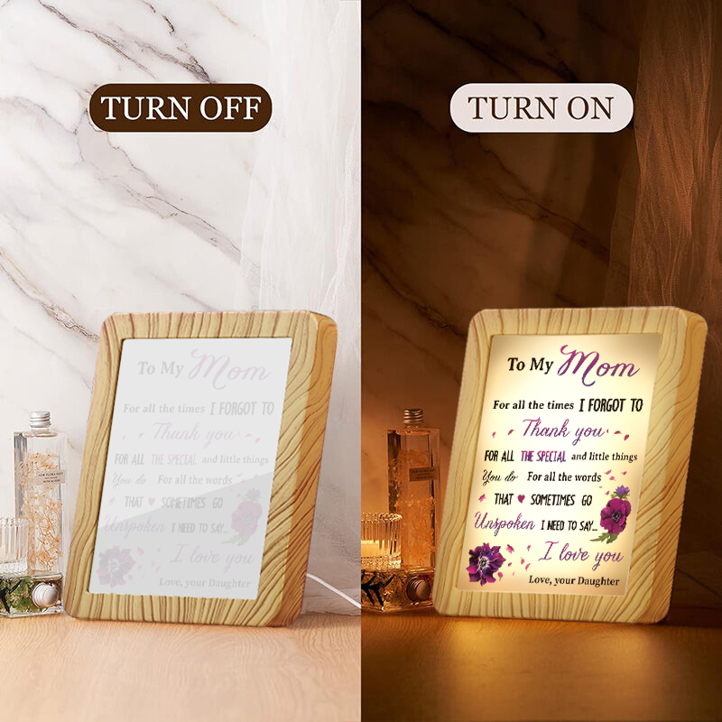 Violet Night Light Mirror Frame LED Lamp Mother's Day Gift Daughter to Mum/Mom - For All The Times I Forgot To Thank You-Jessemade AU