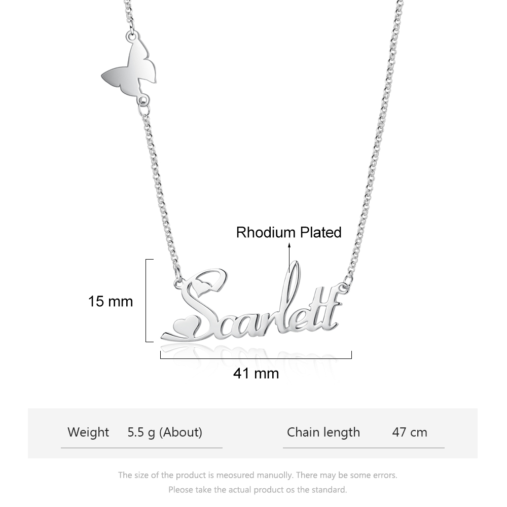 Personalised Butterfly Necklace Custom 1 Name Necklace Gift For Women-Jessemade AU
