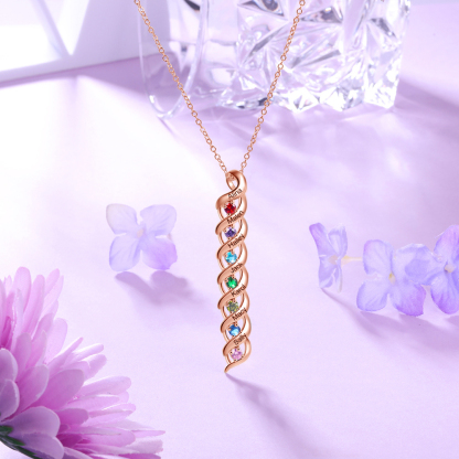 Personalised Necklace Cascading Pendant with 7 Birthstones Engraving 7 Names Gifts for Her-Jessemade AU