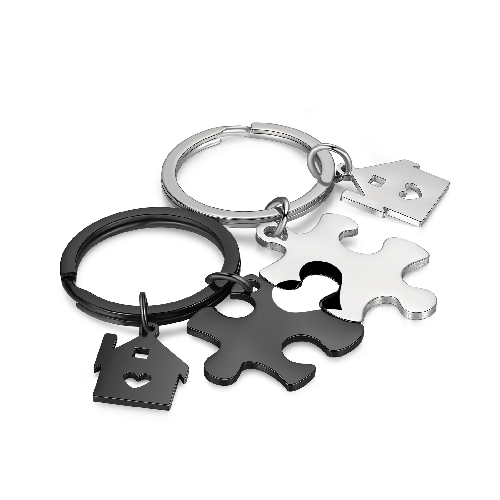 2 PCS Couple Keychain Set Custom 2 Names & Date Keyring Puzzle Keychain Valentine's Day Personalised Gift for Him/Her-Jessemade AU