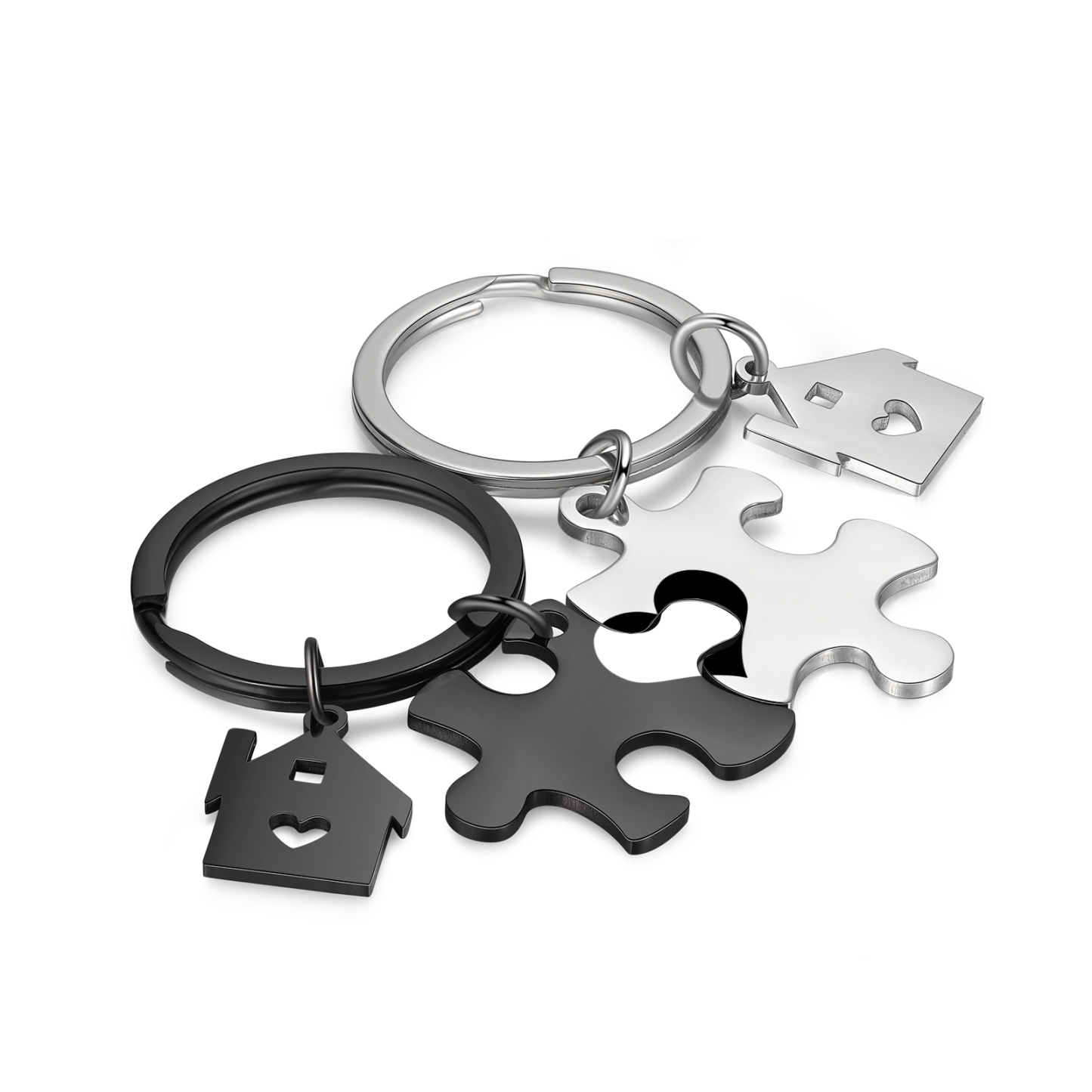 2 PCS Couple Keychain Set Custom 2 Names & Date Keyring Puzzle Keychain Valentine's Day Personalised Gift for Him/Her-Jessemade AU